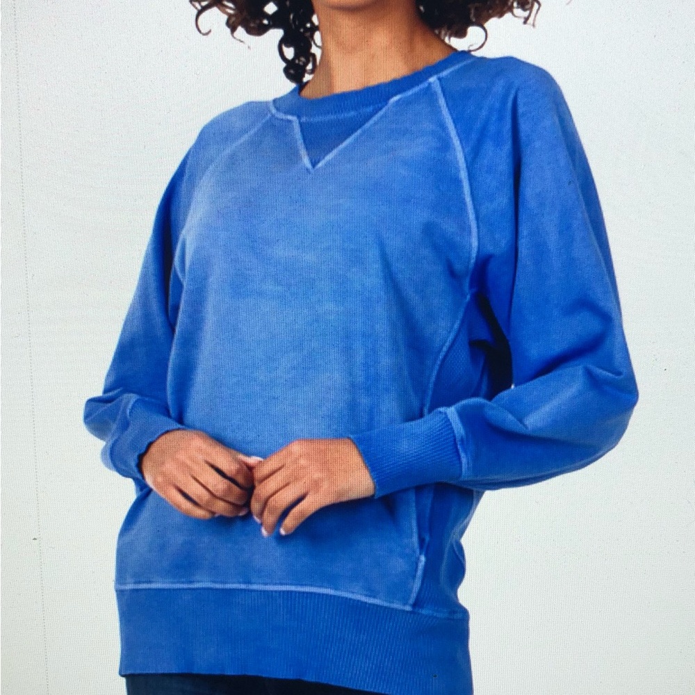 Zenana blue sweatshirt with pockets - Picture 6 of 6